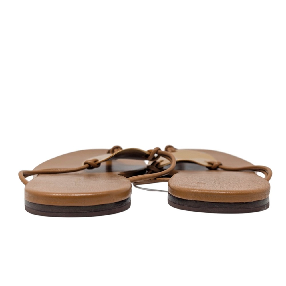 Tory Burch Patos Caramel Leather Gold Disc Thong Sandals Size 9M - Picture 4 of 7